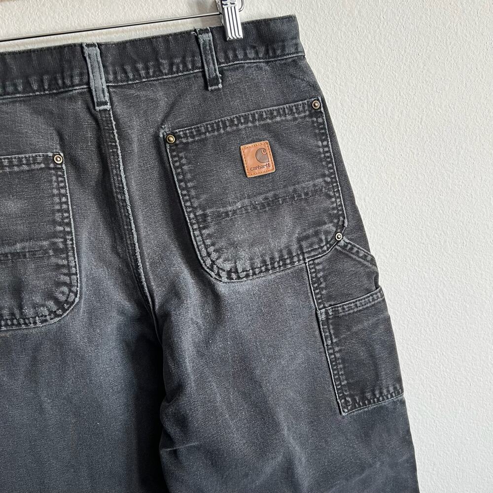 Carhartt faded black double knee work wear carpenter pants - Picture 7 of 12